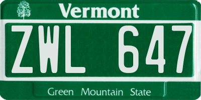 VT license plate ZWL647