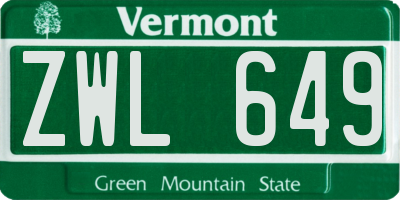 VT license plate ZWL649