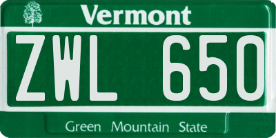 VT license plate ZWL650