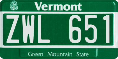 VT license plate ZWL651