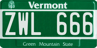VT license plate ZWL666