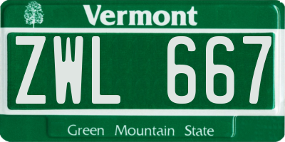 VT license plate ZWL667