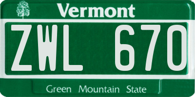 VT license plate ZWL670
