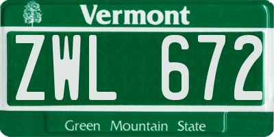 VT license plate ZWL672