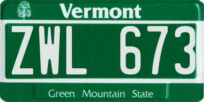 VT license plate ZWL673