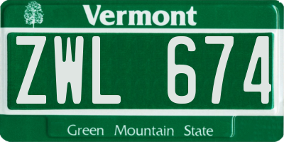 VT license plate ZWL674