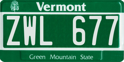 VT license plate ZWL677