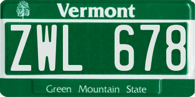 VT license plate ZWL678