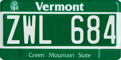 VT license plate ZWL684