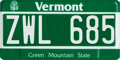 VT license plate ZWL685