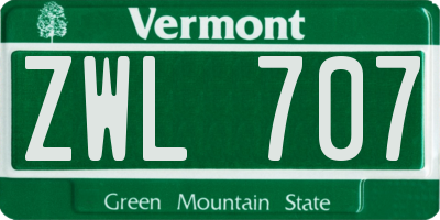 VT license plate ZWL707
