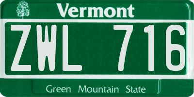 VT license plate ZWL716