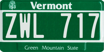 VT license plate ZWL717