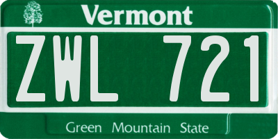 VT license plate ZWL721