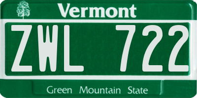 VT license plate ZWL722