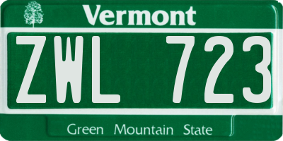 VT license plate ZWL723