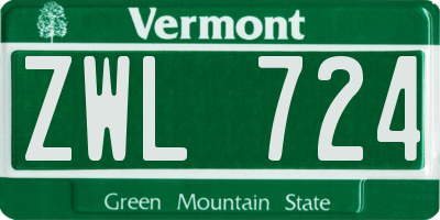 VT license plate ZWL724