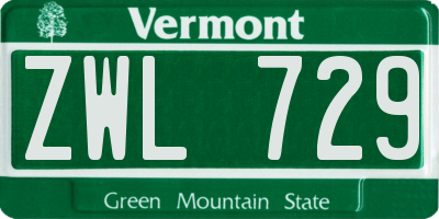 VT license plate ZWL729