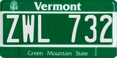 VT license plate ZWL732