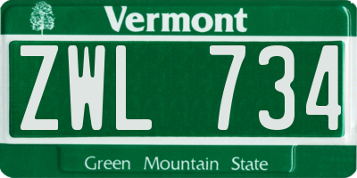 VT license plate ZWL734