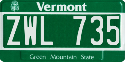 VT license plate ZWL735