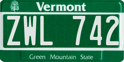 VT license plate ZWL742
