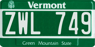 VT license plate ZWL749