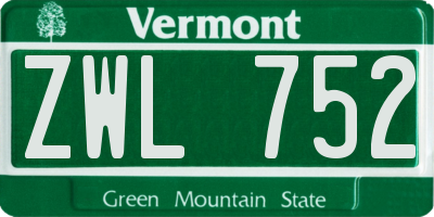 VT license plate ZWL752
