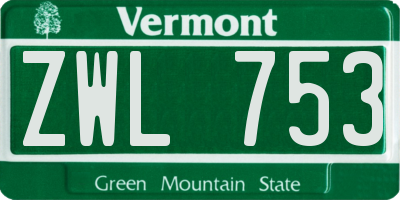VT license plate ZWL753