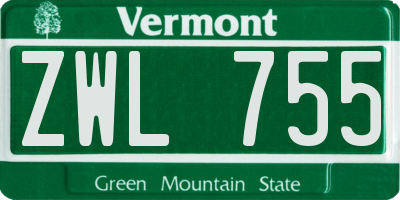 VT license plate ZWL755