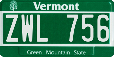 VT license plate ZWL756
