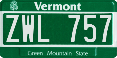 VT license plate ZWL757