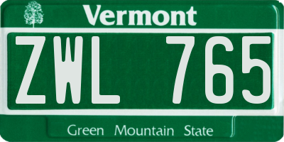 VT license plate ZWL765