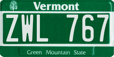 VT license plate ZWL767