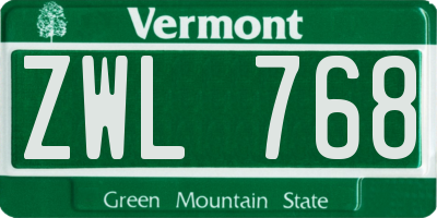 VT license plate ZWL768