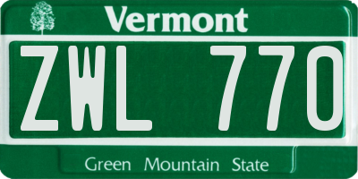VT license plate ZWL770