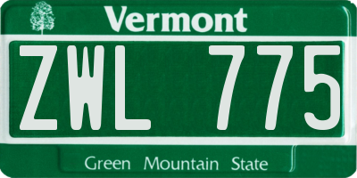 VT license plate ZWL775