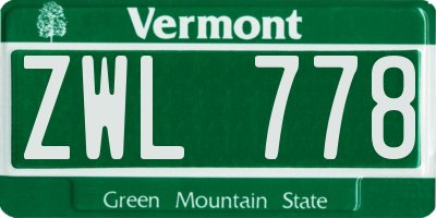 VT license plate ZWL778