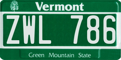 VT license plate ZWL786