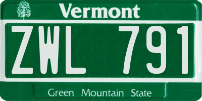 VT license plate ZWL791