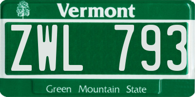 VT license plate ZWL793