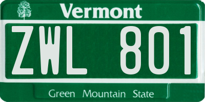 VT license plate ZWL801