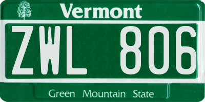 VT license plate ZWL806