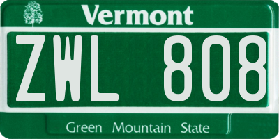 VT license plate ZWL808