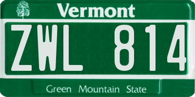 VT license plate ZWL814