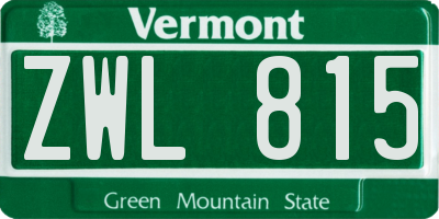 VT license plate ZWL815