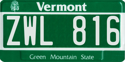 VT license plate ZWL816