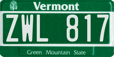 VT license plate ZWL817