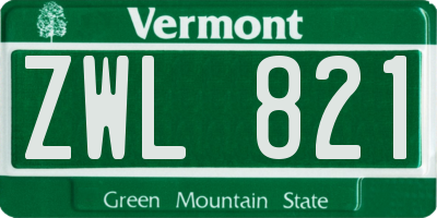 VT license plate ZWL821