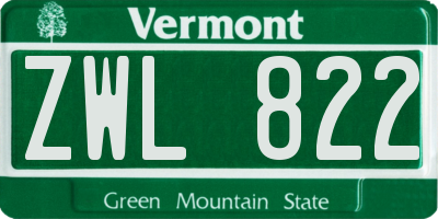VT license plate ZWL822